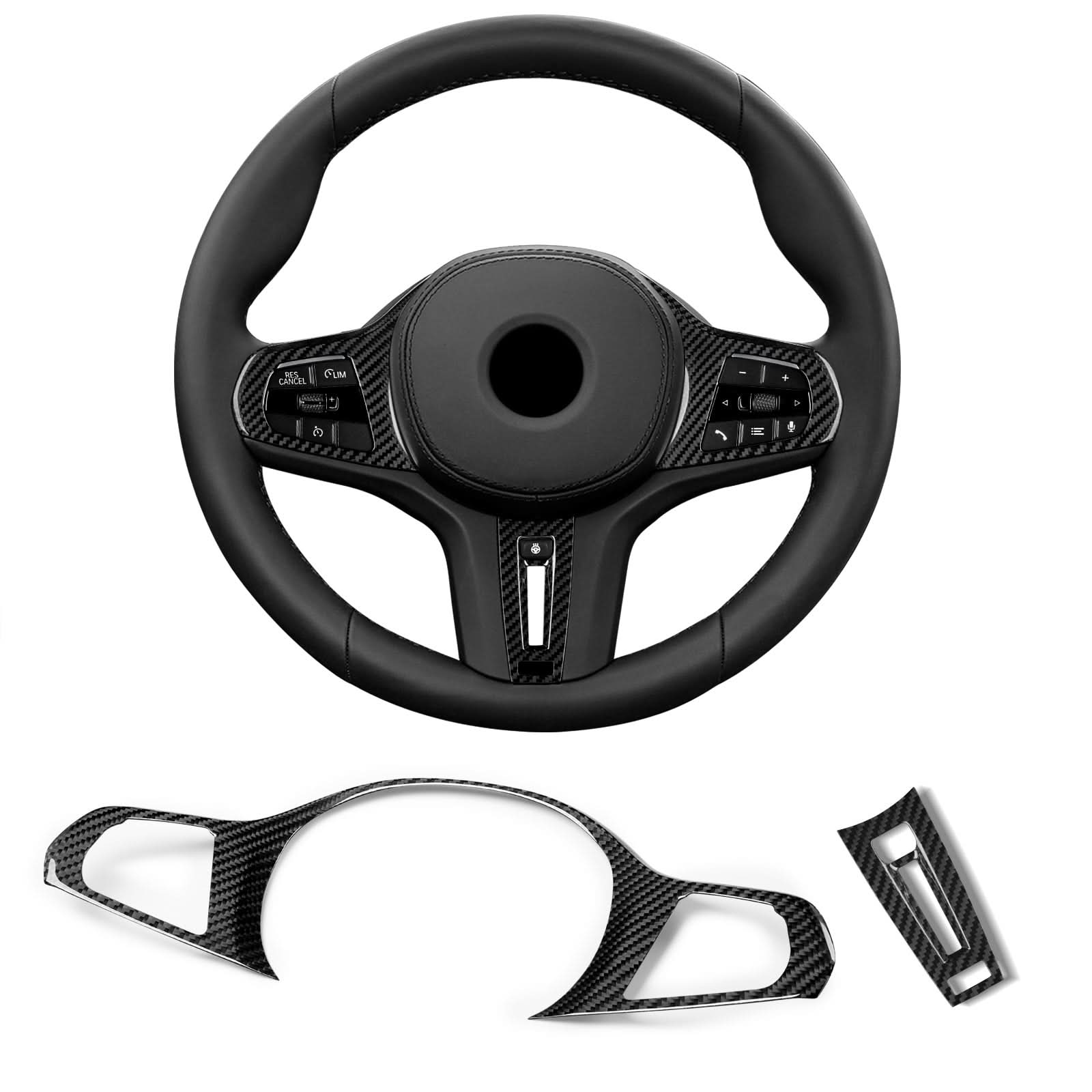 T-carbon Real Carbon Fiber Steering Wheel Frame Cover Trim Fits for BMW