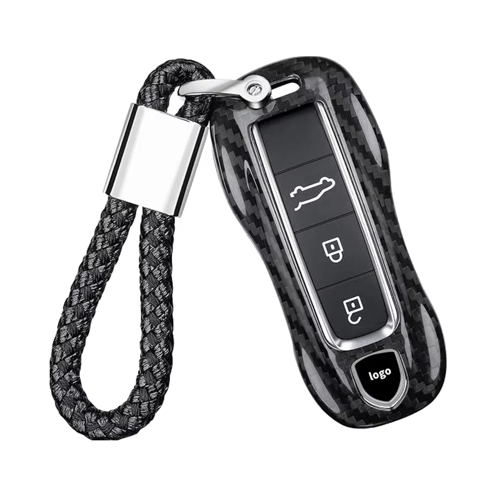 T-carbon Carbon Fiber Key Fob Cover Fits for Porsche Cayenne 918 Panamera 2018-2024