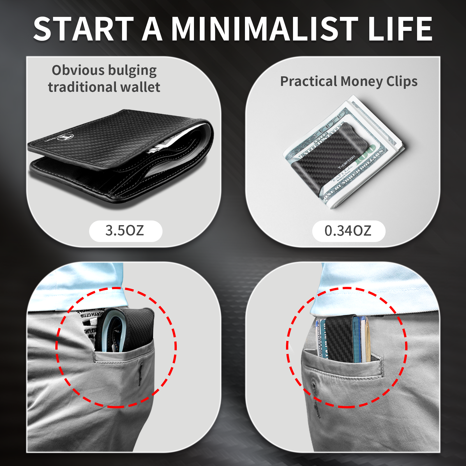 Real Carbon Fiber Money Clip for Men