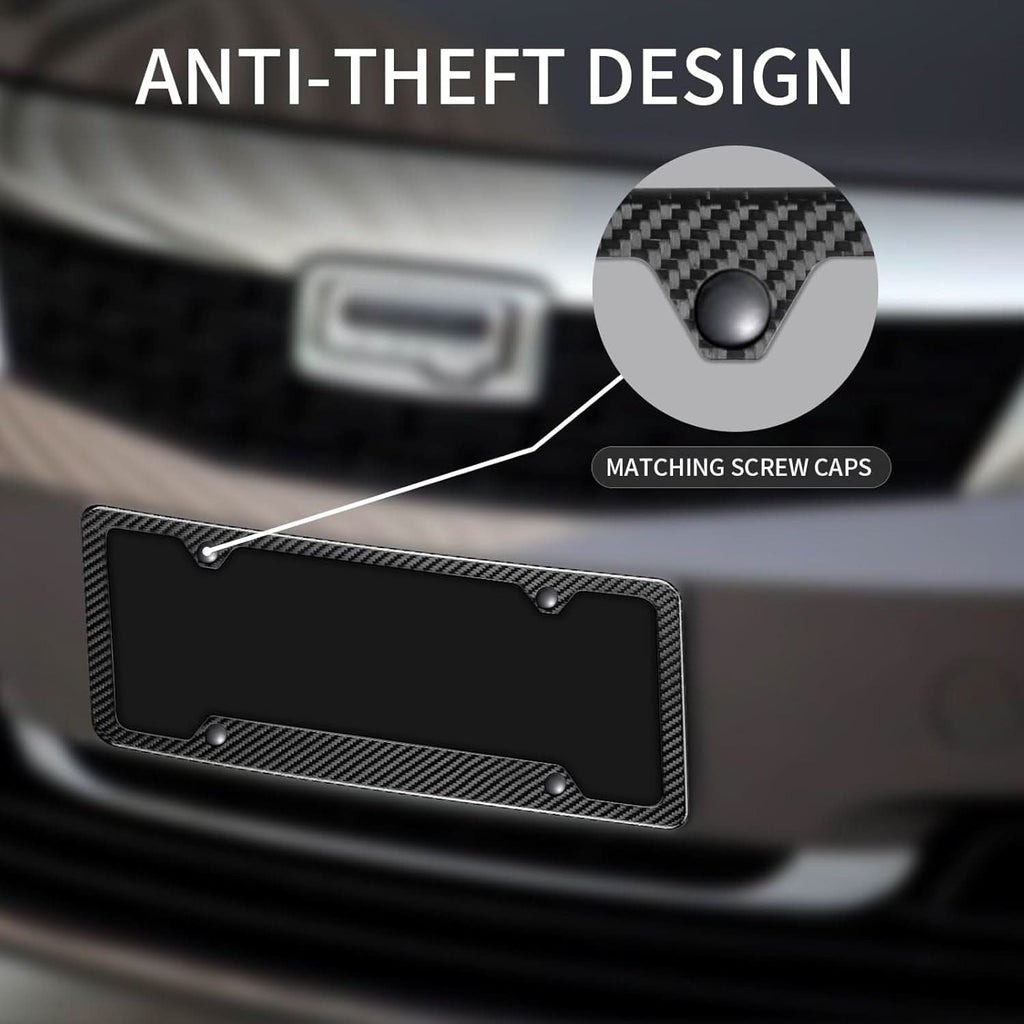 T-carbon  Carbon Fiber License Plate Frame Fit for US, Canada Vehicles(Wide Edge)
