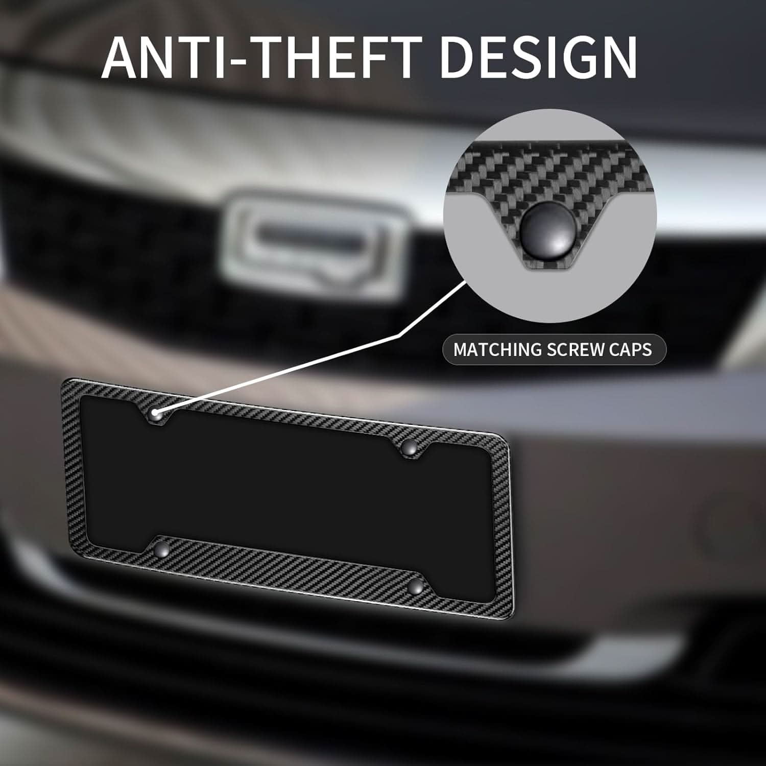 T-carbon  Carbon Fiber License Plate Frame Fit for US, Canada Vehicles(Wide Edge)
