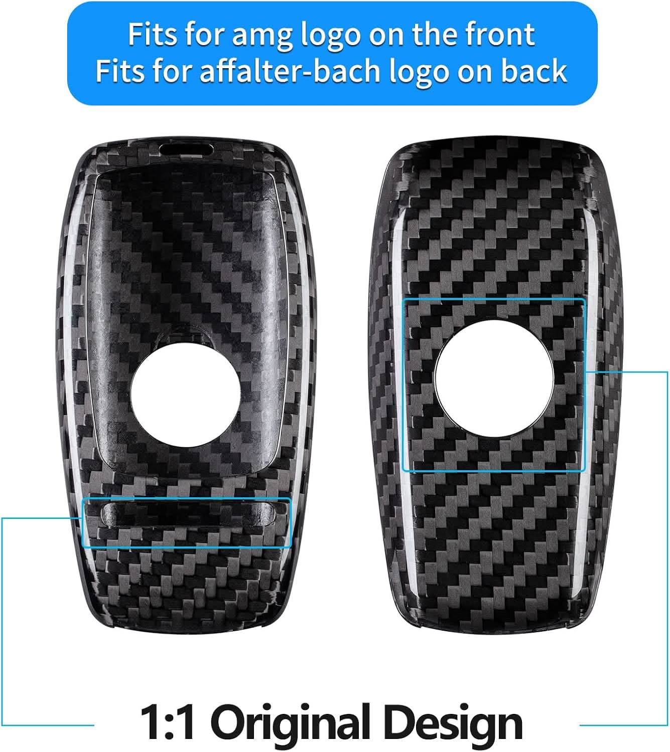 T-carbon Real Carbon Fiber Key Fob Cover Compatible with Mercedes Benz,