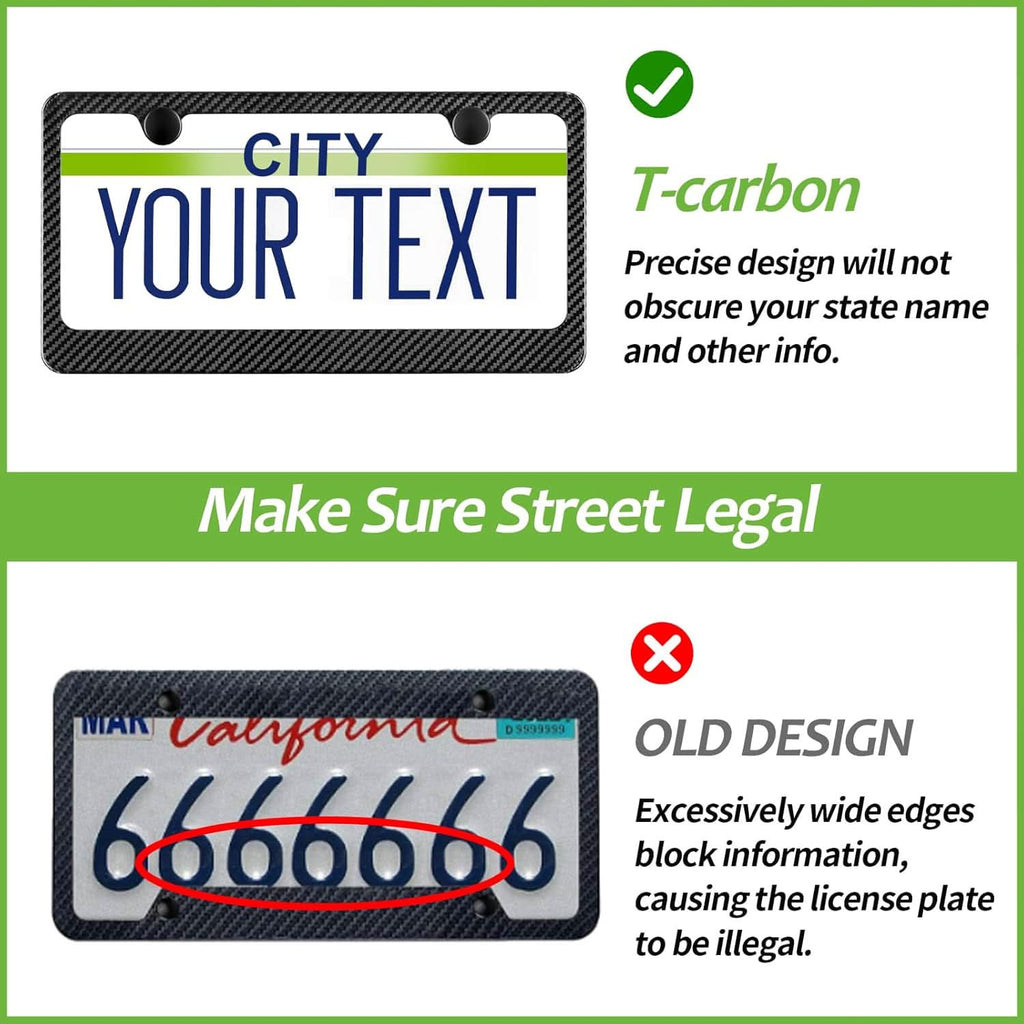 T-carbon Real Carbon Fiber License Plate Frame Fit for US CAN Cars, 2 Holes
