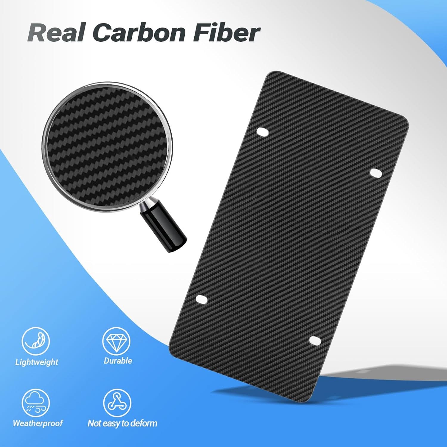 T-carbon Carbon Fiber Reinforce Backing Plate for License Plate Fits US Canada Standard Plates-Matte Black