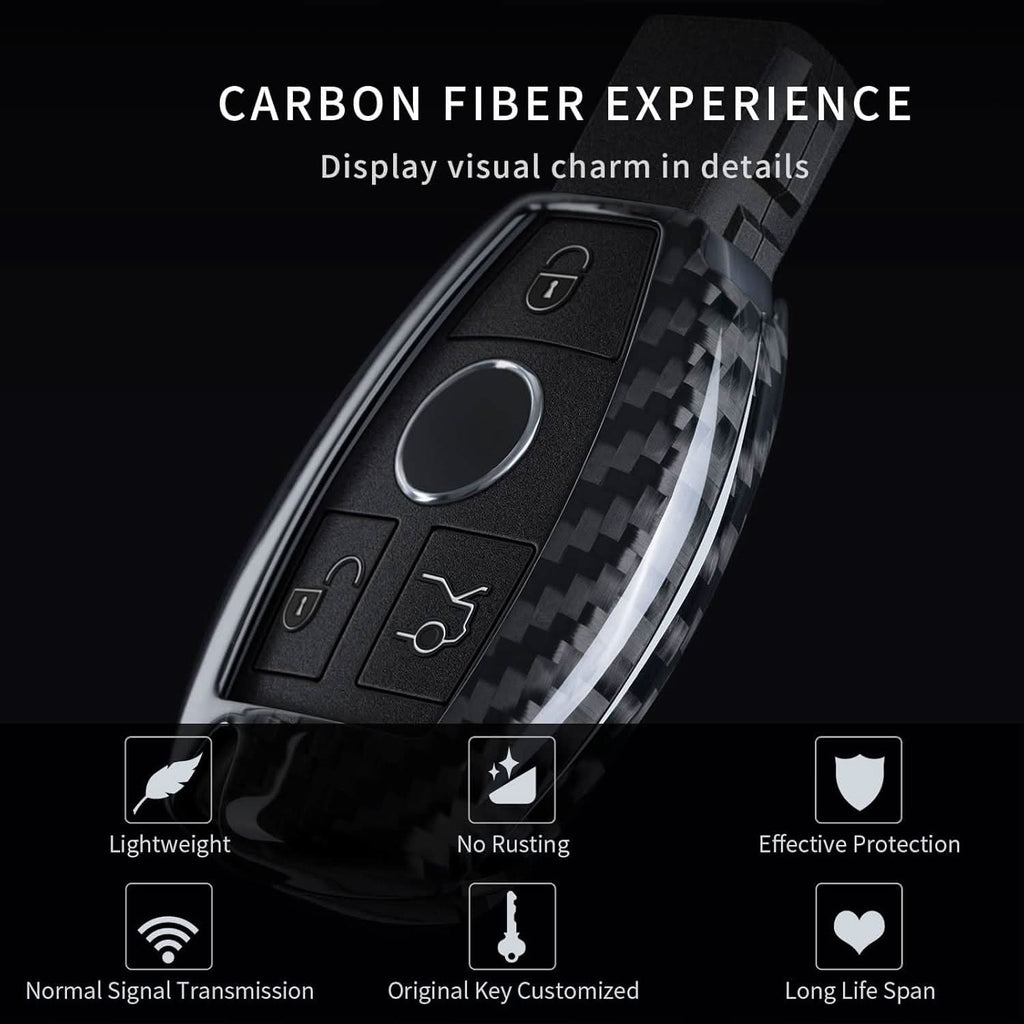 T-carbon Real Carbon Fiber Key Fob Cover Compatible with Mercedes Benz