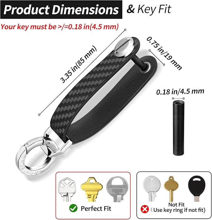 Premium Carbon Fiber Key Organizer - Compact Leather Key Holder with Silent Design, Holds Up to 8 Keys