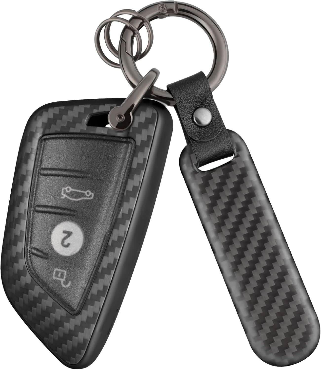 Premium Carbon Fiber Key Fob Cover for BMW - Luxury Keychain Case with Keyring
