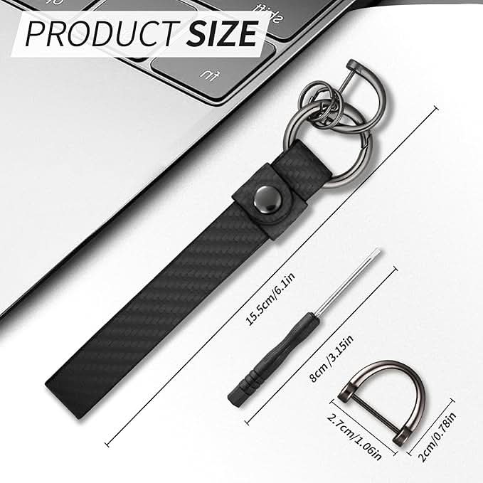 Carbon Fiber Leather Motorcycle Keychain - Premium Key Holder Accessory for Bikers | Men & Women