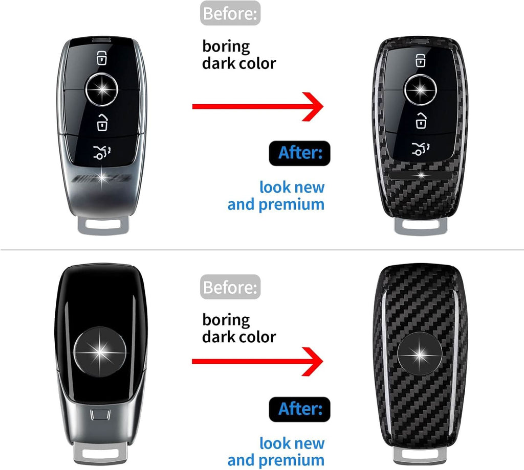 T-carbon Real Carbon Fiber Key Fob Cover Compatible with Mercedes Benz,