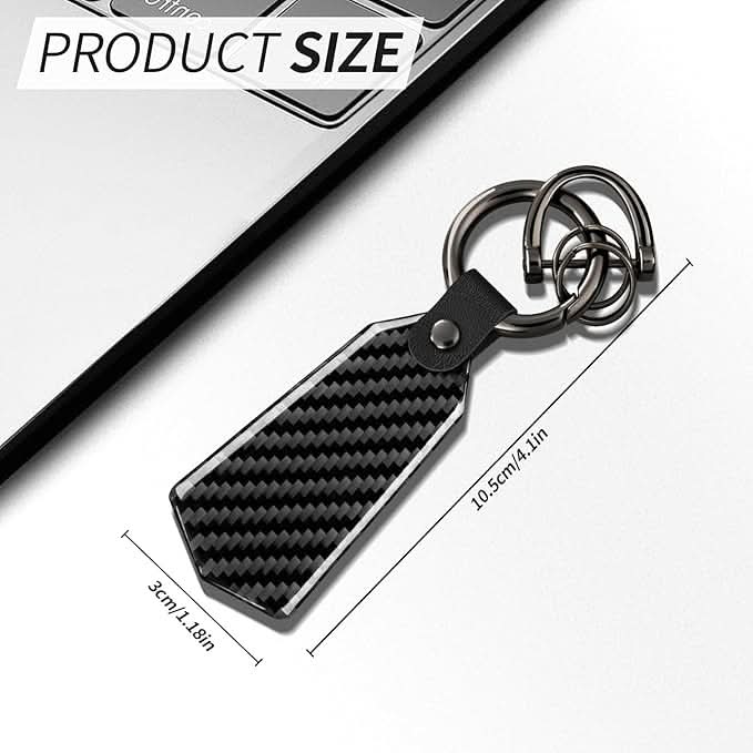 Premium Carbon Fiber Keychain - Lightweight Car Key Holder with Spring Buckle & D-Ring