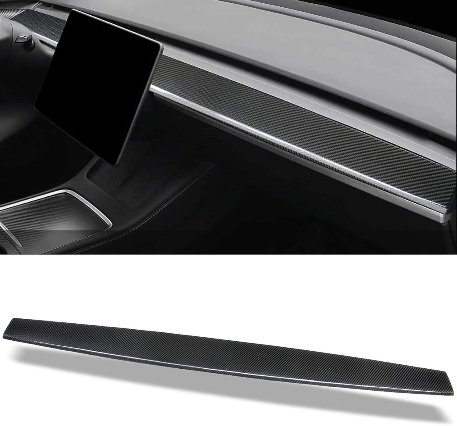 T-carbon Real Carbon Fiber Dashboard Trim Cover Compatible with Tesla Model 3 / Y 2017-2023