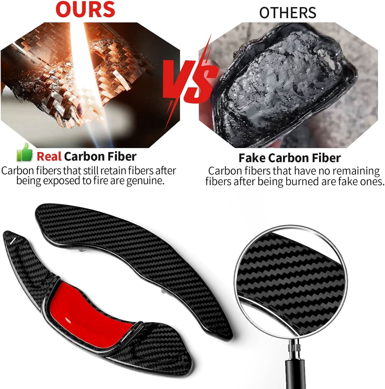 T-carbon Paddle Shifter Extensions Fits Volkswagen MK7