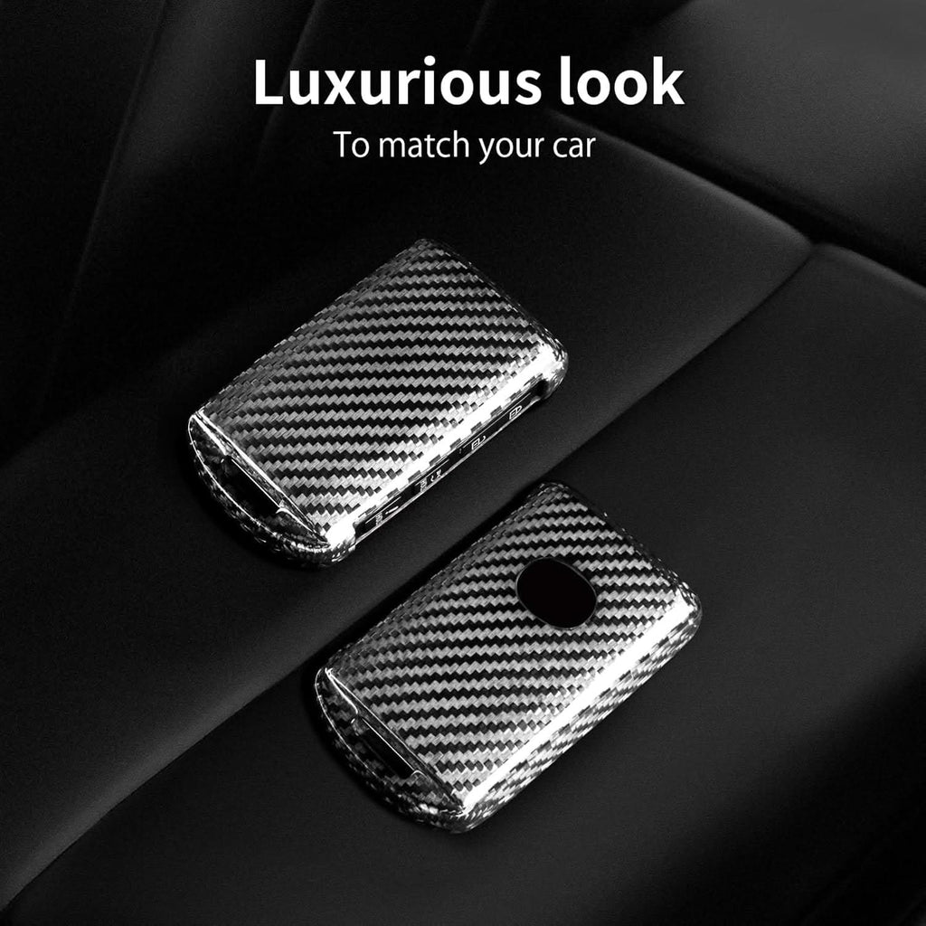 Carbon Fiber Key Fob Cover for Mazda 3 6 CX-30 CX-5 CX-50 CX-9 CX-90 - Premium Protective Case with Keychain