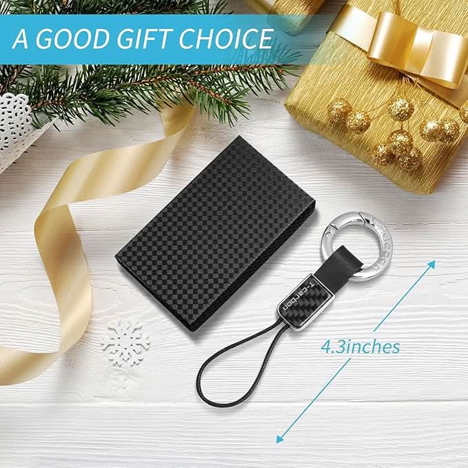 Premium Carbon Fiber Keychain for Porsche Key Fob - Luxury Car Key Holder with Lanyard